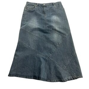 No Fuze Women's VTG Denim Maxi Skirt S/18 Y2k Western Boho Cottage Retro‎